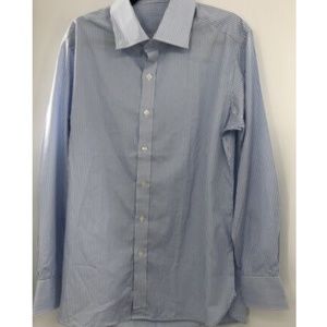 Emma Willis Cotton Blue/White Striped Long Sleeve Button Down Shirt sz 18/26